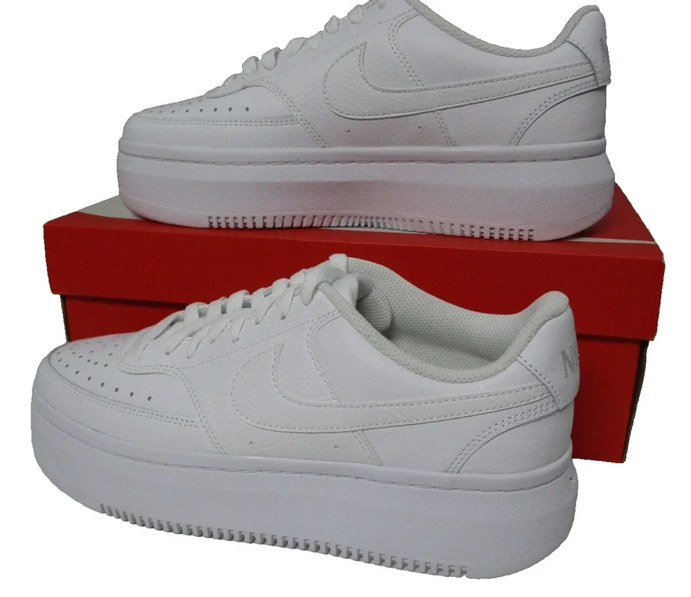 Nike Court Vision Alta Platform White Womens Sz 9.5 Casual Shoes